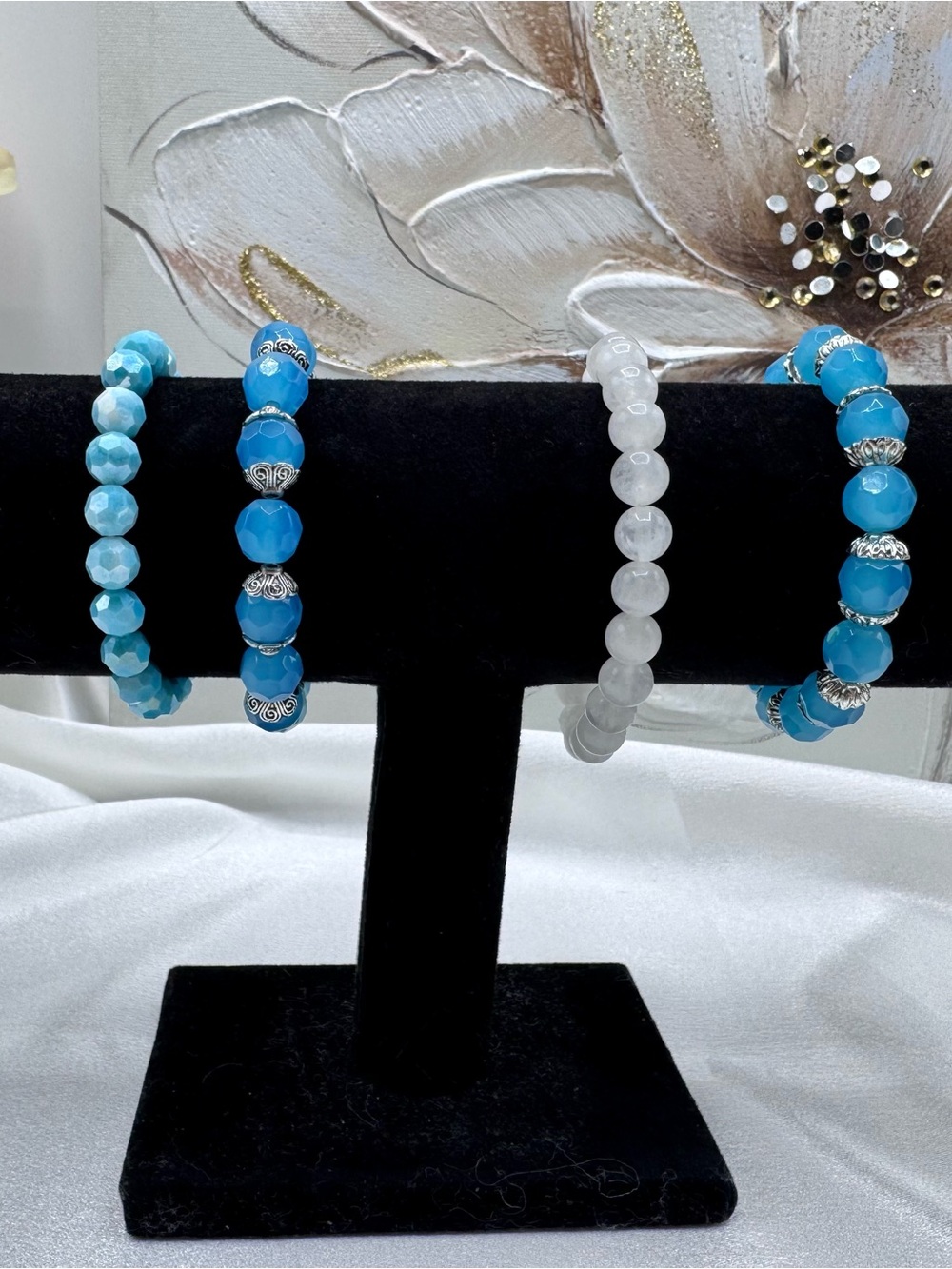Tropical Ocean Blue Theme beaded stretch bracelets